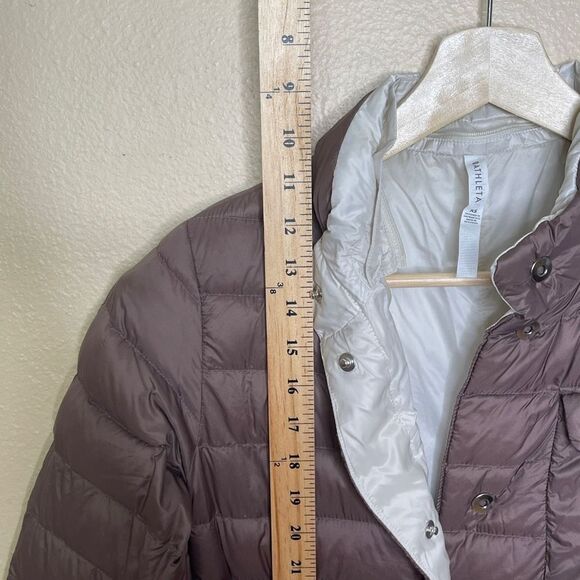 Athleta Pulse Reversible Down Puffer Jacket 800 Fill Mineral/Cream Woman's XS - Picture 4 of 11